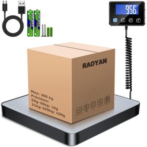 JEXNOVASHOP-Balance Colis, 200kg/10g Haute Pr&eacute;cision Pese Colis Avec Fonction Hold/Tara, Balance D'exp&eacute;dition Acier Inoxydabl Pour Colis, Bagages, Entrep&ocirc;t, Balance Postale Digitale Avec &Eacute;cran LCD - Neuf