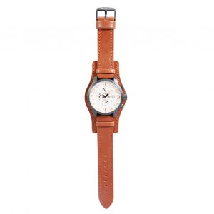 Montre A Quartz Analogique Curren Pour Homme, Bracelet En Cuir, Boitier En Alliage, Bracelet Marron - Neuf