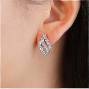 Kal-Boucles D'oreilles Ailes En Cristal De Boh&egrave;me Boucles D'oreilles Ailes D'ange En Cristal Boucles D'oreilles Ailes R&eacute;tro Cz Boucles D'oreilles Plumes Majestueuses Boucles D'oreilles Strass En - Neuf