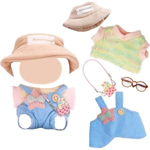 Lot de 3 v&ecirc;tements et accessoires pour poup&eacute;es en peluche de 17 cm comprenant un t-shirt, un chapeau, des lunettes, un pendentif en forme de lapin - Cadeau de rechange &eacute;l&eacute;gant pour filles (pas de - Neuf
