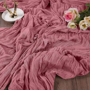 Sjzg-2 Pack Boho Gaze Etamine &Agrave; Chemin De Table90x 300 Cm Paquet De Chemins De Table En &Eacute;tamine Chemin De Table Cuisine D&eacute;coration Int&eacute;rieure Vacances Mariage F&ecirc;te Anniversaire D&eacute;cor-Rose - Neuf