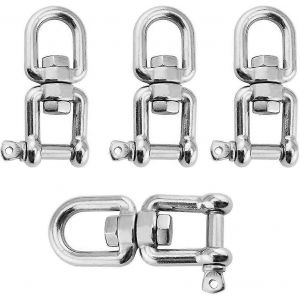 Manille Pivotante Anchor Swivel M6,4pcs 316 Acier Inoxydable Swivel Snap D Shackles,Swivel Eye And Jaw Pour Balan&ccedil;oire,Hamac,Yoga - Neuf