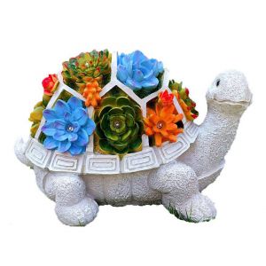 Lampe Solaire Tortue Pour La D&eacute;coration De Jardin, Lampe Solaire En R&eacute;sine Pour Pelouse Et Terrasse, Lumi&egrave;re Blanche Chaude - Neuf