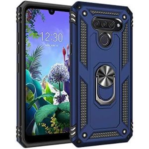 Kal-Coque Lg K50/Q60, Support De Bague En Métal, Pivots De Rotation À 360 ° & 180 °. Étui De Protection Slim Soft Tpu + Pc, Compatible Avec Support De Voiture Magnétique - Bleu - Neuf