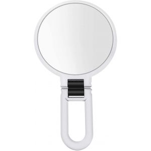 Miroir De Maquillage Double Face,Miroir Double Face,Miroir À Main Avec Poignée Pliante,Loupe Mi - Neuf