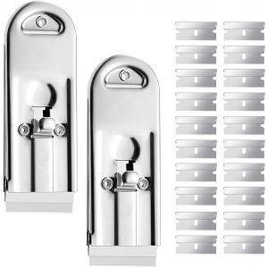 lbgwp60-2 Pièces Grattoir Vitre Avec 20 Lames, Facile À Util r, Grattoir Plaque Vitrocéramique, Polyvalent, Grattoir Vitrocéramique, Pour Vitrocéramique, Plaque À Induction, Plaque De Cuisson (Argent - Neuf