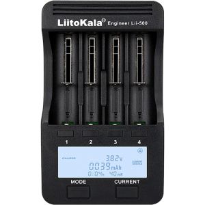 Ceru-Liitokala Lii-500 Chargeur De Batterie Avec Écran Lcd,Sortie Usb 5v Mobile,Pour 26650 18650 14550 Li-Lion(4.2v) Aa Aaa Ni-Mh(1.48v),Adaptateur D'alimentation 12v2a Dédié,4 Emplacements - Neuf