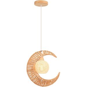 Ulteronixshop-Suspension Luminaire En Rotin Lustre De Lune E27 Abat-Jour En Corde Lampe Suspendue Vintage Luminaire Plafonnier Lampe De Plafond Pour Chambre, Salon, Cuisine, Caf&eacute; - Neuf