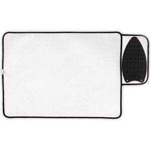 MEVRONISSHOP-Tapis de Repassage - Argent m&eacute;tallique (Grand 70x50 cm) avec Rembourrage en Mousse de 5 mm et Repose-Fer en Silicone pour Le Repassage &agrave; la Vapeur sur la Table ou Le lit - Neuf