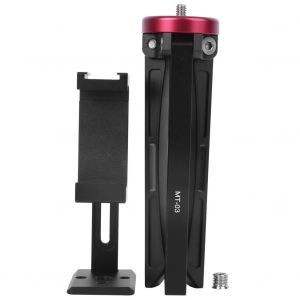 Mini trepied pliable portable Manbily MT-03 en alliage d'aluminium avec support pour telephone portable, procede d'oxydation CNC - Neuf
