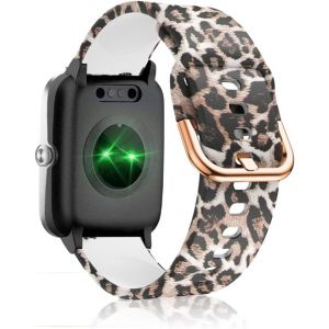 Kalanka-Bracelet Compatible Avec Id205l Id205s Id205g Id215g Id216 Sw020 Sw021 Sw023 Ym020 Ym021 Ym023, [19mm Silicone Bande De Remplacement] Band Compatible Avec Blackview R3/R3 Pro - Leopard - Neuf