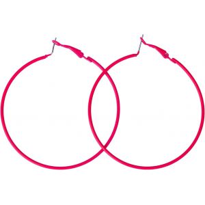 Kal-Cr&eacute;oles Rose Vif Pour Femme, Grandes Cr&eacute;oles R&eacute;tro Pendantes Bijoux Rose Fluo Ann&eacute;es 80 Et 90 Id&eacute;ales Pour Les F&ecirc;tes Et La Plage - Neuf