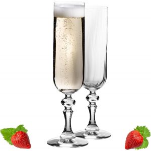 Prag Lot De 2 Flûtes À Champagne Cannelées 200 Ml (Max 250 Ml) En Verre Crystalline Passe Au Lave-Vaisselle - Neuf