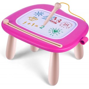 KALANKA-Jouet Bebe 1 an Filles, Ardoise Magique Grande avec Pieds, Tableau de Dessin Magnétique Effaçable, Cadeau d'anniversaire de Noël pour 1 2 3 Ans Enfants (Rose) - Neuf