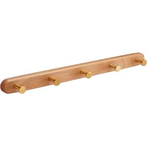 Pat&egrave;re murale 4 crochets en alliage de zinc dor&eacute; avec base en bois de noyer pour salle de bain Kithchen Crochet rond 4 crochets pat&egrave;res dorees, crochet vestiaire laiton, - Neuf