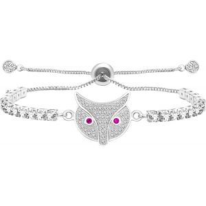 Bracelet Bolo R&eacute;glable &Agrave; Breloques Renard Avec Fermoir Coulissant Pour Femme Amant Gf's Anniversaire,Remise De Dipl&ocirc;me,Bijoux En Cristal - Neuf