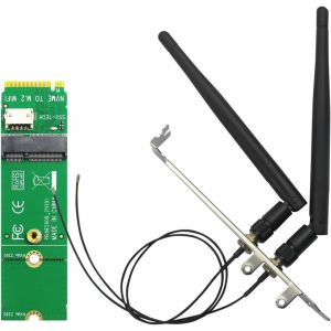 WA04 M.2 Key E to Key M WiFi Adapter for M.2 WiFi 4/5/6/6e/7 Module, with 3.5-dBi SMA Antenna Kits - Neuf
