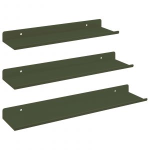 vidaXL &Eacute;tag&egrave;re Murale avec &eacute;tag&egrave;re 3 pcs Vert olive 40 x 9 x 2,5 cm - Neuf