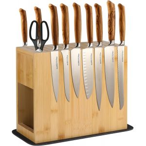 Mevronisshop-Bloc &Agrave; Couteaux Magn&eacute;tique - Sans Couteau - Avec Aimants Puissants Des Deux C&ocirc;t&eacute;s - Porte-Couteaux Universel En Bambou - Pour Couteaux Et Ciseaux - Naturel - Neuf