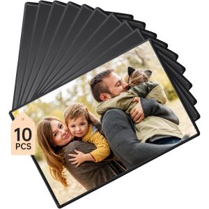 KALANKA-10 Pi&egrave;ces Cadres &agrave; Photos Magn&eacute;tiques Frigo, 15 x 10 cm Pr&eacute;sentoir de Cartes Postales Sans Cadre avec Poche Transparente, Magnets Photo Cadre pour R&eacute;frig&eacute;rateurs en M&eacute;tal, Noir - Neuf