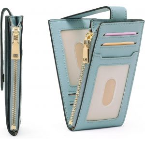 KALANKA-Portefeuille Femme en Cuir véritable Blocage RFID Porte-Cartes de crédit, Petit à Fermeture éclair Porte Monnaie pour Femmes avec 9 Emplacements de Carte - Neuf