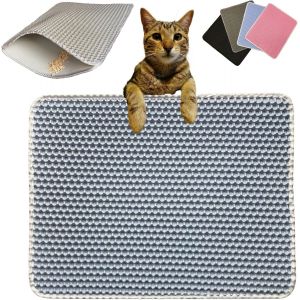 Shiliu-Tapis De Litière Pour Chat, Récupère Les Grains,40x50, Grande Alvéole Nid D`Abeille, Double Couche, Hygiénique, Plastique Ev[ - Neuf