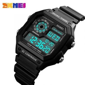 Skmei 1299 Mode Hommes Bracelet En Polyuréthane Multifonction Étanche Montres Alarme Mâle Montre Numérique Reloj Hombre Montre De Sport En Plein Airblack Watch - Neuf