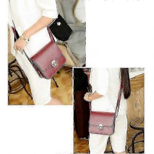 Sac bandoulière vintage pour femme en PU avec rabat à fermeture pivotante - Neuf