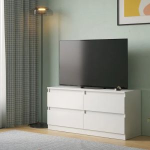 Meuble TV Komodee SOLA RTV1 Tiroirs Blanc Blanc 44 x 127 x 61 cm - Neuf