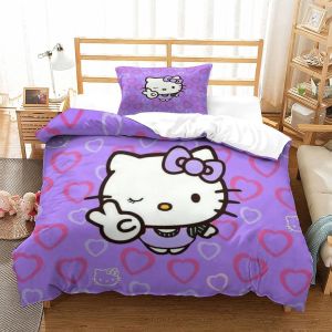 Hello Kitty Housse De Couette Fille Avec Taies D'oreillers Parure De Lit Housses De Couettes Pink Microfibre Avec Fermeture &iquest;&iquest;Clair Parure De Couette P - Neuf