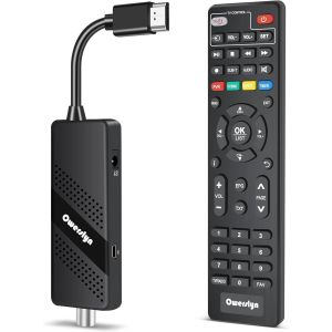 D&eacute;codeur TNT Full HD -DVB-T2 - OWERSLYN TNT Decodeur TV, HD 1080P HEVC H265 Main 10 Bits, D&eacute;codeur TV Support Sortie HDMI/AV et USB Multim&eacute;dia Fonction PVR, T&eacute;l&eacute;commande Infrarouge 2in1 - Neuf