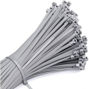 MEVRONISSHOP-250 Pi&egrave;ces Collier De Serrage Plastique Gris, 300 x 4,8 mm Serre Cable Plastique Attache Cable en Nylon Zip Ties (Gris) - Neuf