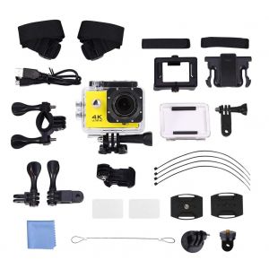 Kit d'accessoires pour camera d'action sportive etanche 4K grand angle 170¡ã HD Wi-Fi (jaune) - Neuf