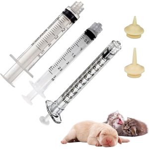 Seringue Pour Animaux De Compagnie, 3 Pièces, Distributeur De Liquide, Seringue Pour Aliments Pour Animaux, Avec Tétine En Silicone, Pour Nourrir Les Animaux - Neuf