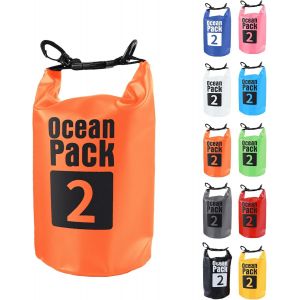 Kalanka-2l Sac Étanche Polyvalent, 2l/5l/10l/15l/20l/30l Orange Waterproof Dry Bag Avec Longue Bandoulière Réglable Sac À Dos Confort Imperméable Pour Bateau/Kayak/Pêche/Rafting/Natation/Camping/Snow - Neuf