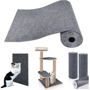 Tapis Auto-Adhésif De Remplacement Pour Griffoir De Chat 78.7 "X15.8 Couverture Pour Griffoir De Chat Pour Arbre À Chat Étagère Marche Canapé Meuble Mur Protecteur Diy (Gris) - Neuf