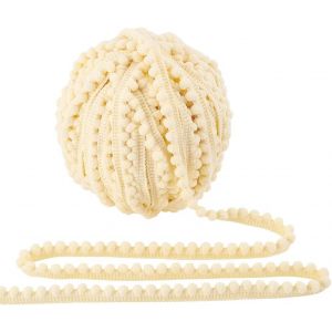 Tianyi-Pandahall 22.8m Garniture À Franges Boules À Pompons, 12 Mm Frange De Garniture De Boule À Bord Unique Ruban À Coudre Couleur Blé Artisanat Pompons Gland Dent Pour Couture Artisanat - Neuf