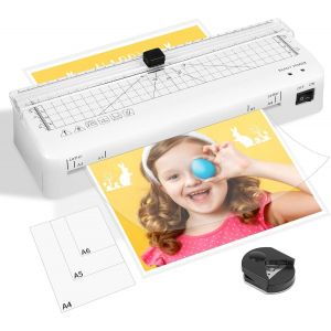 JEXNOVASHOP-Plastifieuse A4 Machine de Plastification Thermique avec Coupe Int&eacute;gr&eacute;e et Arrondisseur d&iquest;Angles, Chauffage Rapide, Plastifieuse avec A4/A5/A6 Pochettes Pour usage Maison, Bureau et &Eacute;cole - Neuf