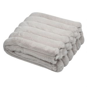 Plaid En Fausse Fourrure Ultra Douce &Agrave; Bandes - Neuf