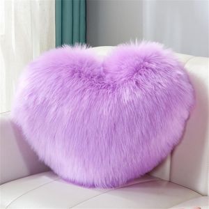 Cauc-Coussin D&eacute;coratif En Forme De Coeur Double Face En Peluche Super Douce Pour Salon, Canap&eacute;, Chambre D'enfant, Lit - 35 X 45 Cm - Violet Clair - Neuf
