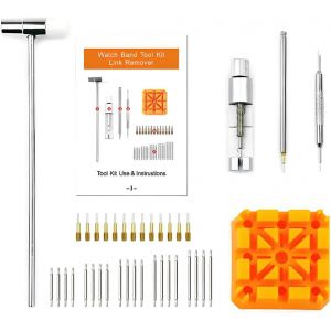 Kal-Kit D'outils D'horloger Pour Réparation De Bracelet De Montre, Outil De Réparation De Montre, Outil De Changement De Batterie Pour Goupilles De Montre, Outil De Réduction De La Montre, Argenté - Neuf