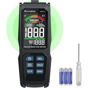 CHECARZHN--NO1-Détecteur Humidité Sans Contact Précision 4.0% Pour Murs Cloisons Sèches Bois Maçonnerie Avec Affichage Lcd Alarme Sonore Testeur Humidité Sans Aiguille Pour Test Taux D'Humidité Dans - Neuf