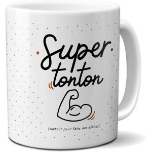 Eryi-- Mug À Café Super Tonton - Cadeau Pour Anniversaire De Son Oncle Ou Noël - Mug Cadeau Rigolo Tonton - 33 Cl, Céramique - Imprimé En France - Blanc - Neuf