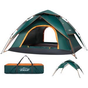 Letnerny-Tente De Camping 2 À 3 Personnes 2 En 1 Double Couche Tente Instantanée Coupe-Vent Et Imperméable Double Porte Avec Bâche Extérieure Amovible Pour Randonnée, Camping, Randonnée - Neuf