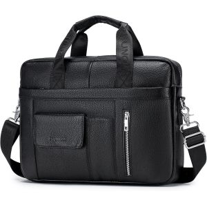 Sacoche Pour Ordinateur 15.6 Pouces, Porte Document Homme, Cartable Cuir, Cadeau, Bandoulière, Sac Business, Serviette - Neuf