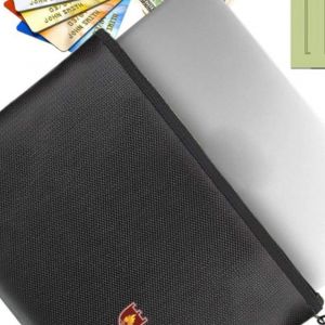 Ignifuge &Eacute;tanche Coffre-Fort Caisse Fichier Billet Billets Fermeture &Eacute;clair Stockage Bag_34x25cm - Neuf