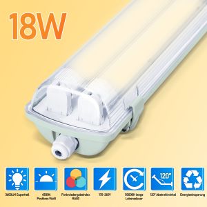 2x R&eacute;glette Led &Eacute;tanche Lampe Led Pour Pi&egrave;ces Humides Lampe Ovale Pour Ext&eacute;rieur 120cm 2 X 18w Blanc Neutre - Neuf