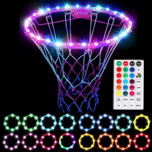 Panier De Basket A Led Avec Telecommande, Eclairage Led, 4 Modes, 16 Couleurs, Etanche, Pour L'entrainement Et Les Jeux En Exterieur La Nuit - Neuf