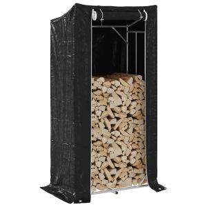 Portant de bois de chauffage et housse de pluie acier galvanisé - Neuf