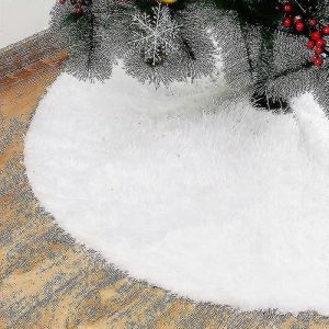 Jupe de sapin de No&euml;l en peluche de 122 cm (48 pouces), blanche comme neige, en fausse fourrure. D&eacute;corations pour sapin de No&euml;l et de Thanksgiving. - Neuf